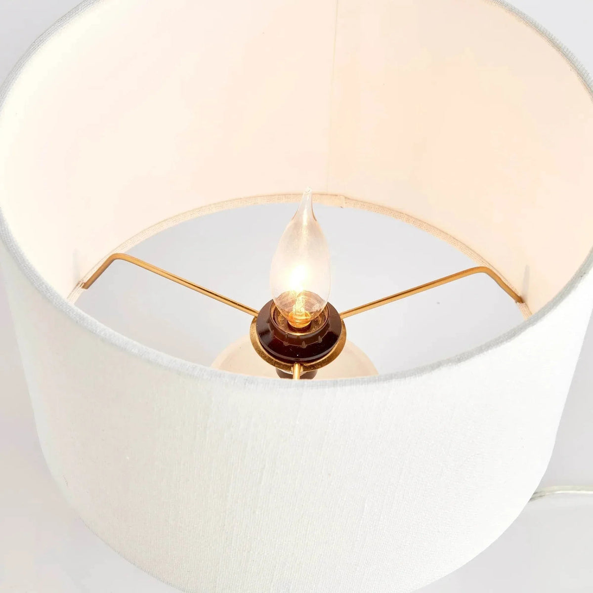 Compact White Mango Wood Table Lamp - 13 in