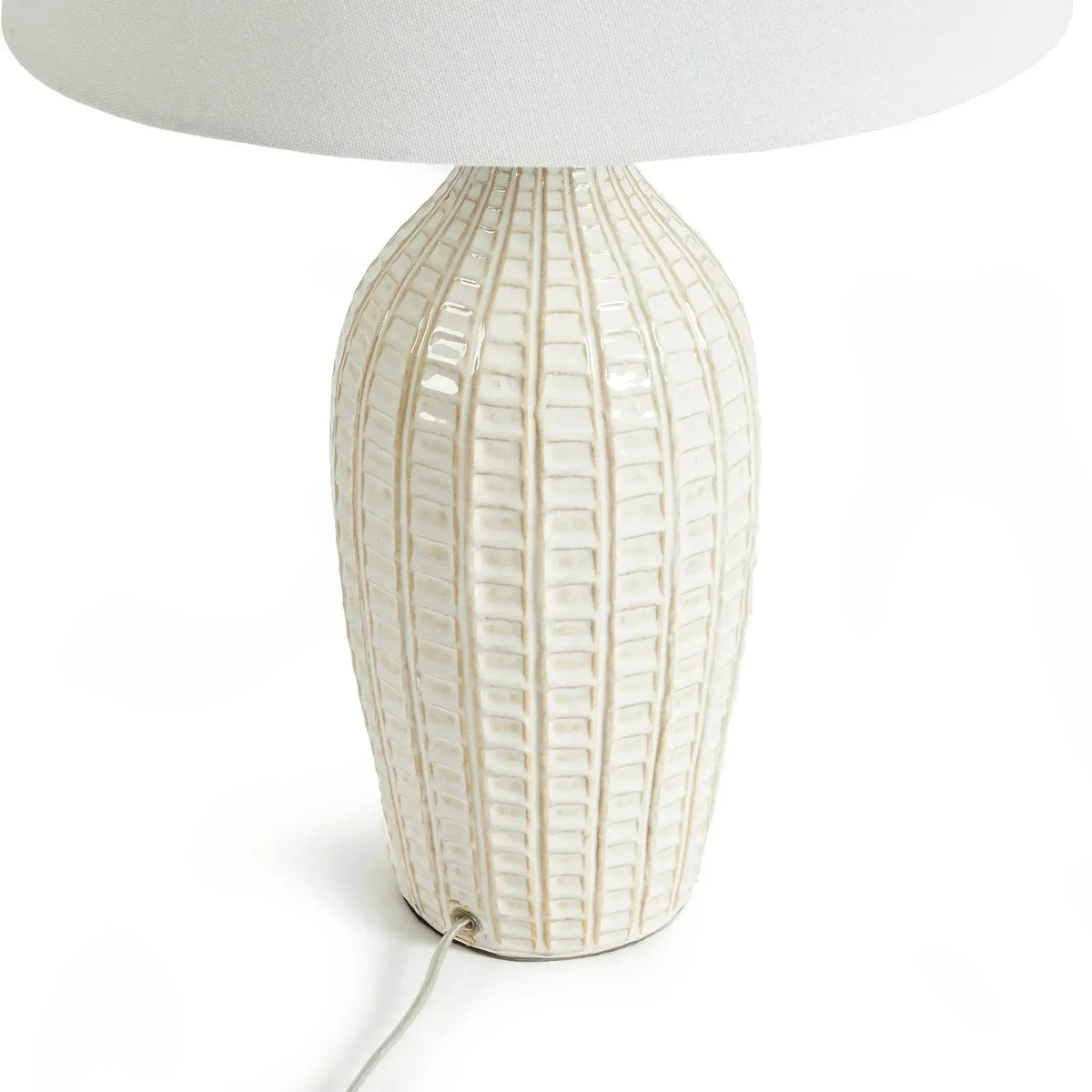 White Ceramic Table Lamp with Brass Accents