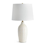 White Ceramic Table Lamp with Brass Accents