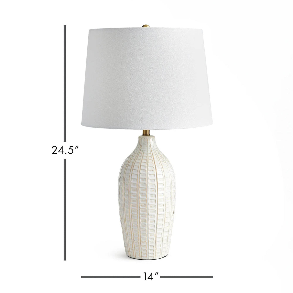 White Ceramic Table Lamp with Brass Accents
