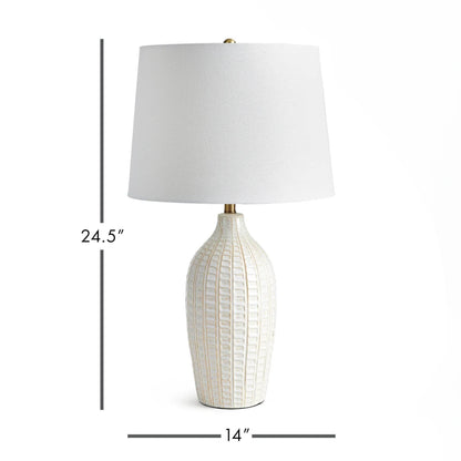White Ceramic Table Lamp with Brass Accents