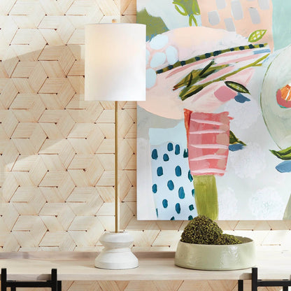Tall Whitewashed Mango Wood Table Lamp