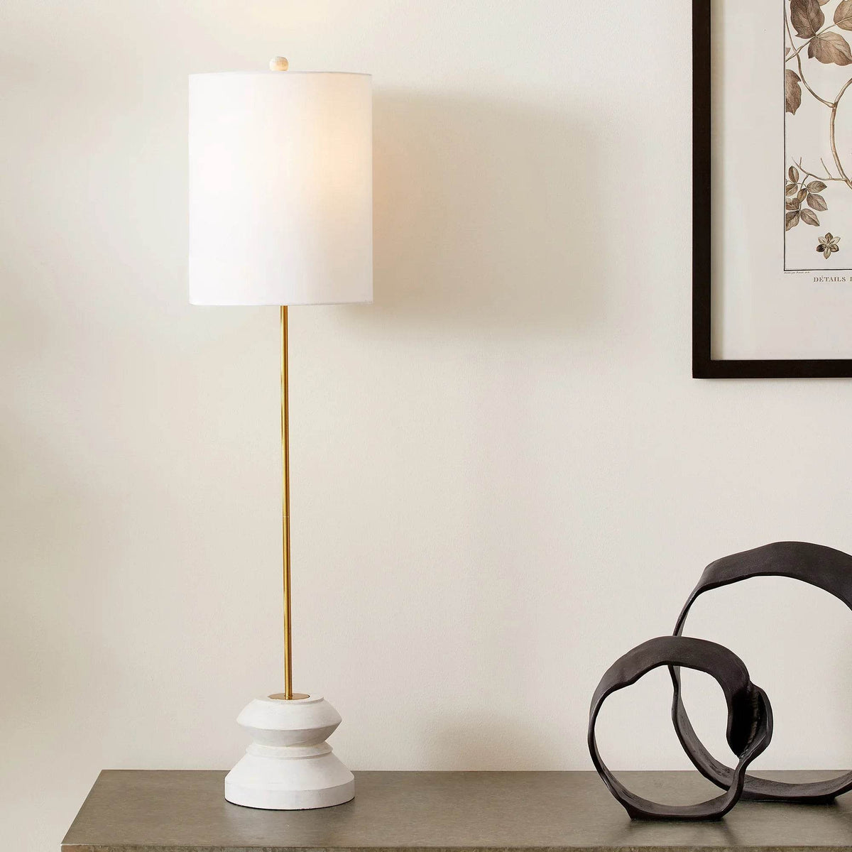 Tall Whitewashed Mango Wood Table Lamp