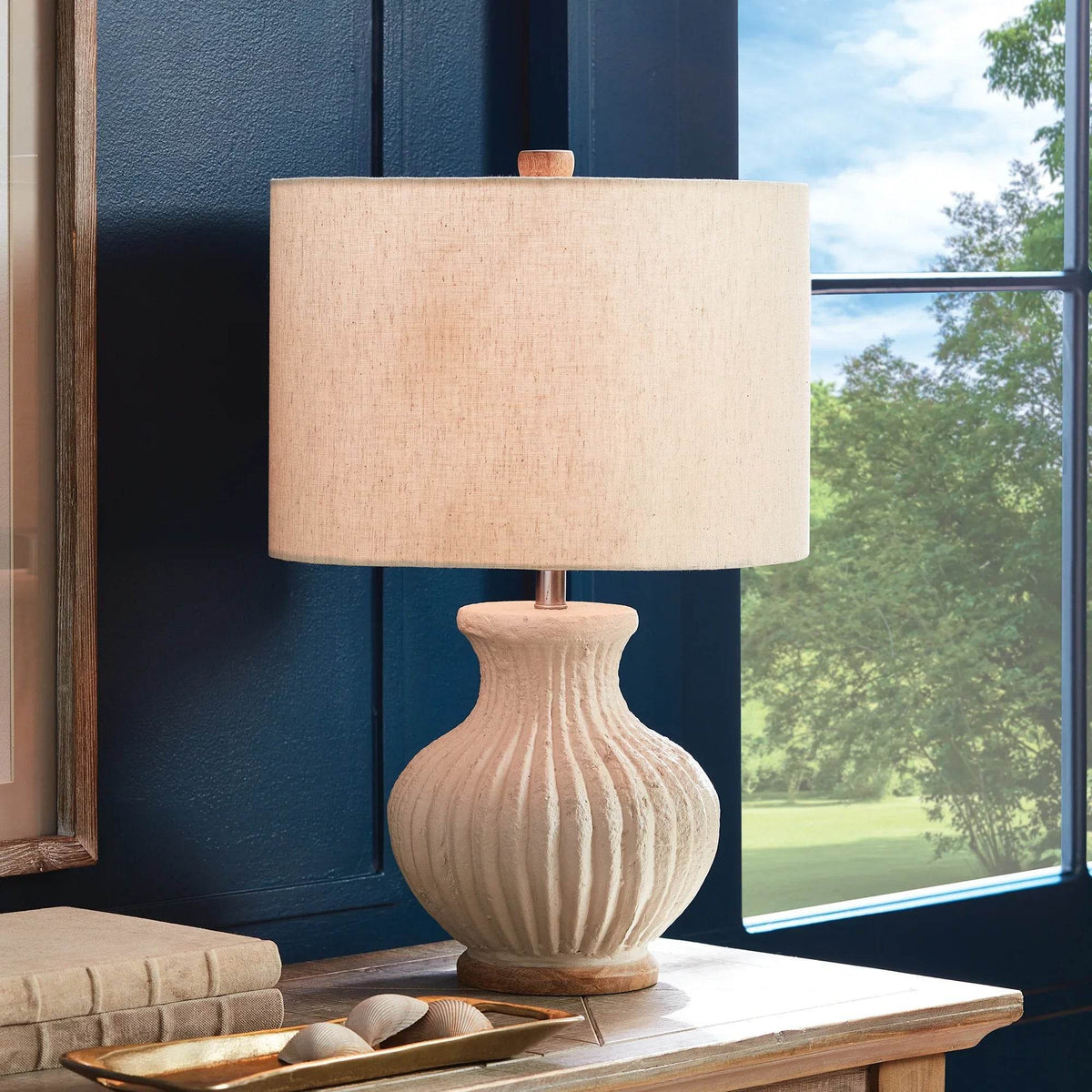 Wabi-Sabi Cream Table Lamp with Linen Shade