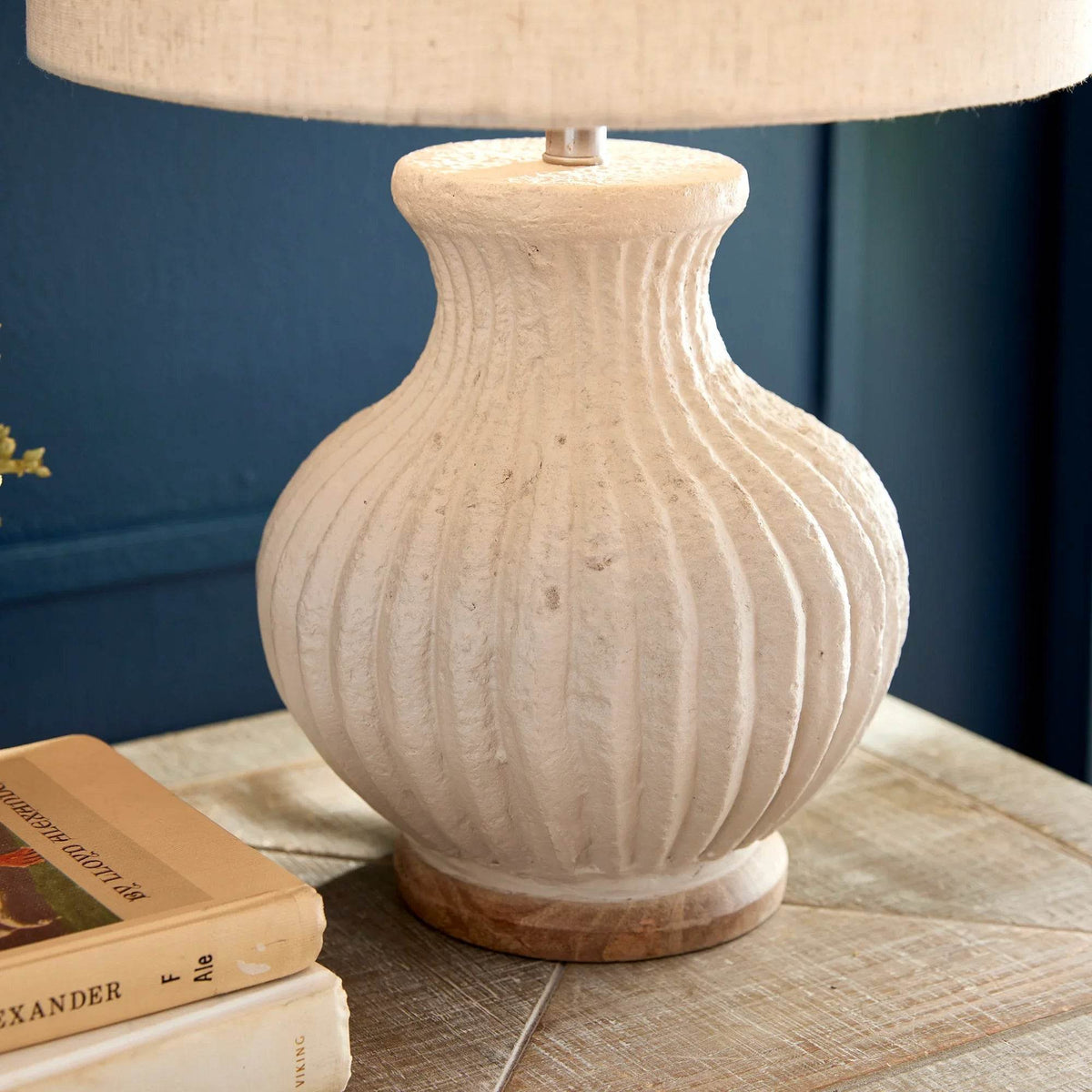 Wabi-Sabi Cream Table Lamp with Linen Shade