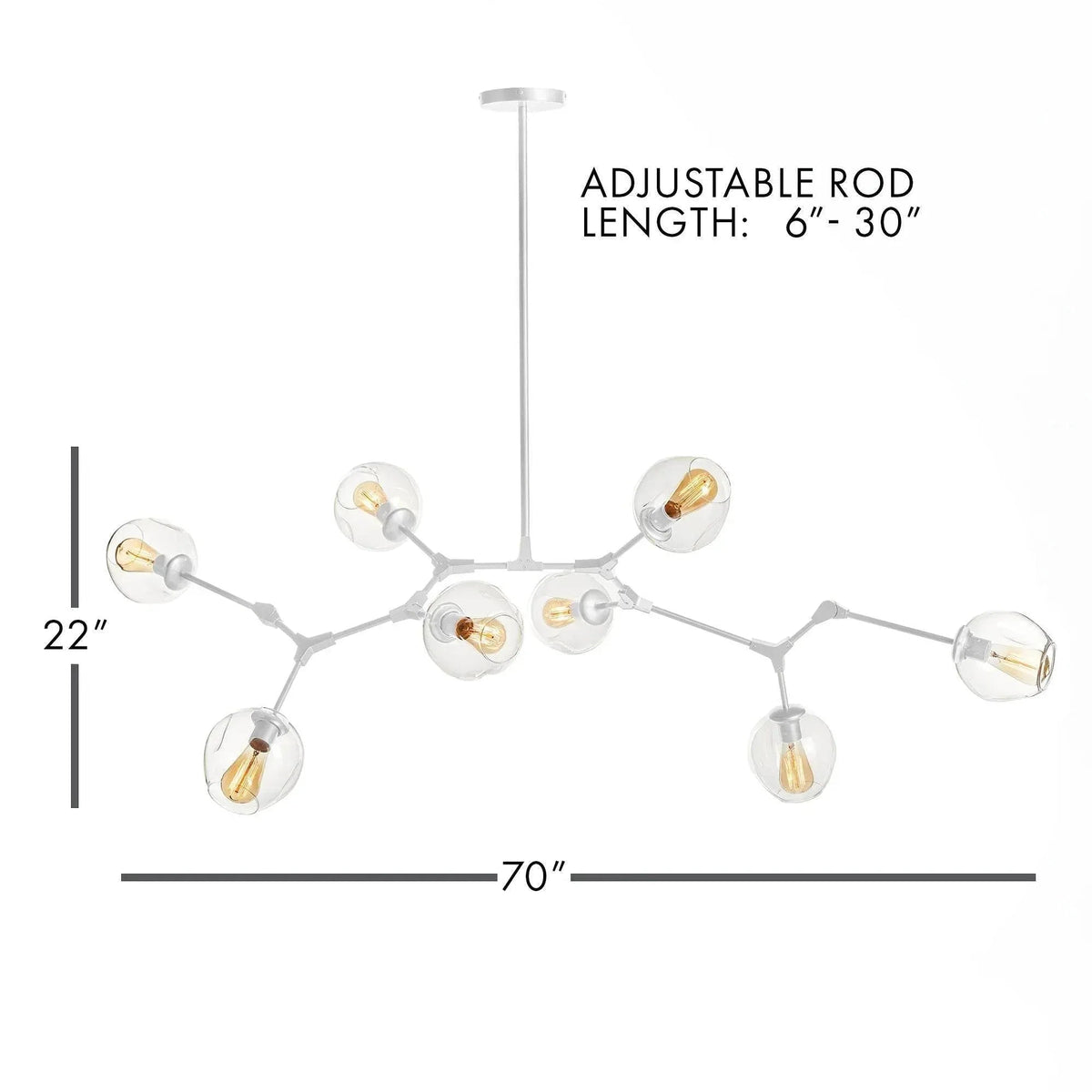 Adjustable White Globe Chandelier