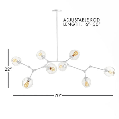 Adjustable White Globe Chandelier