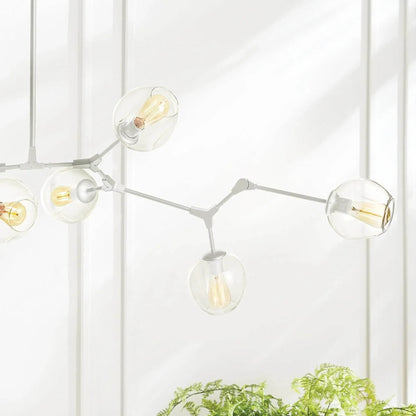 Adjustable White Globe Chandelier