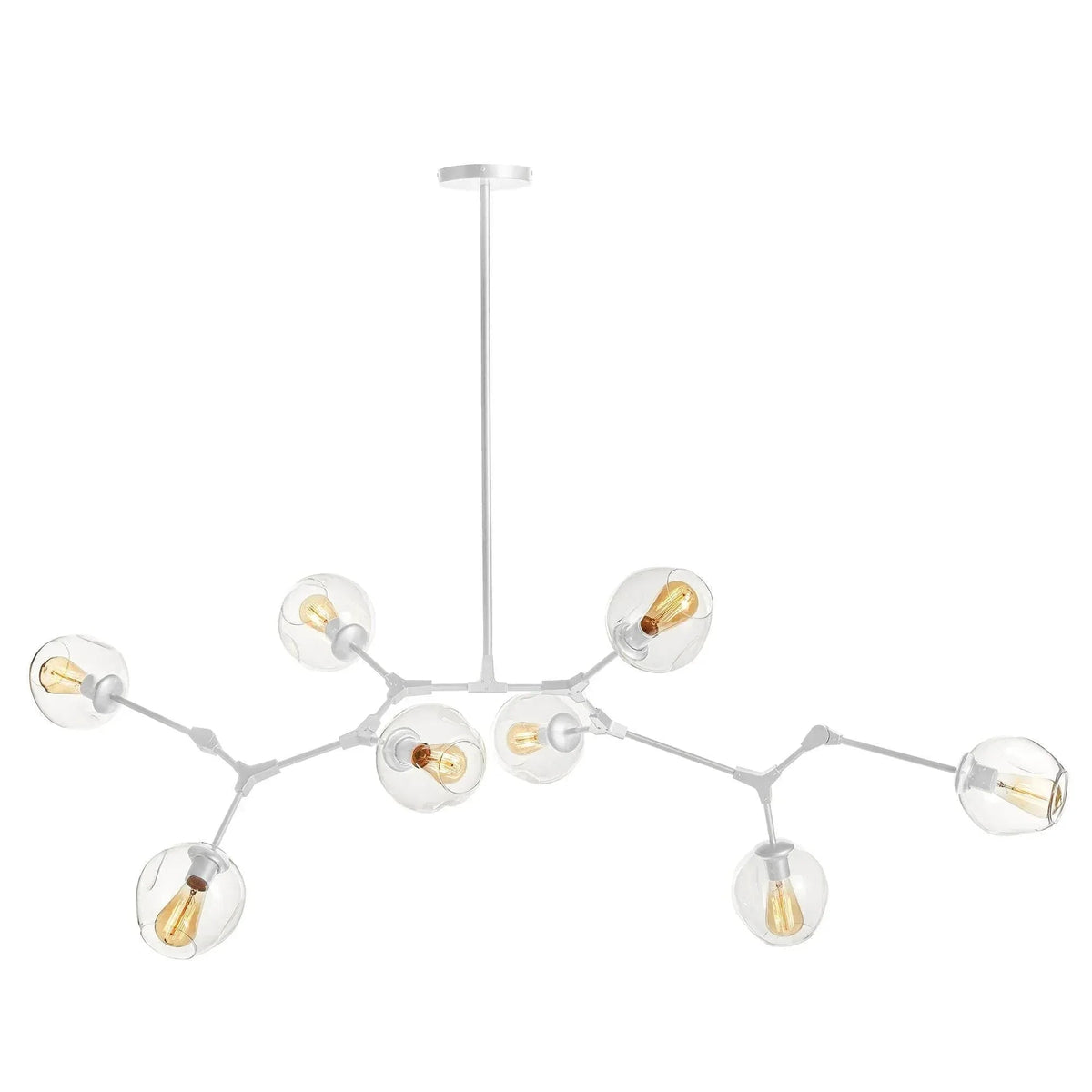 Adjustable White Globe Chandelier