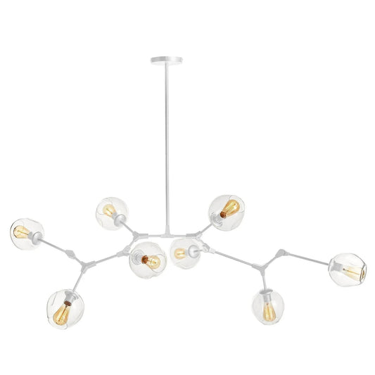 Adjustable White Globe Chandelier