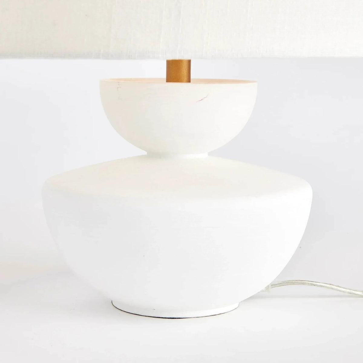 Compact White Mango Wood Table Lamp - 13 in