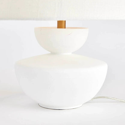 Compact White Mango Wood Table Lamp - 13 in