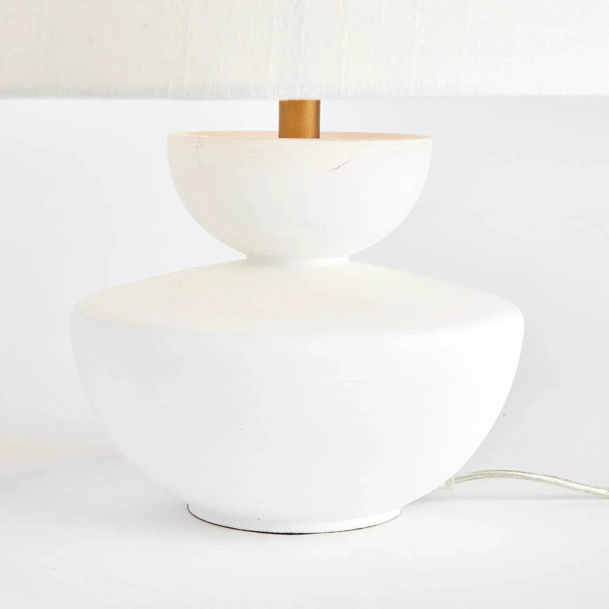 Compact White Mango Wood Table Lamp - 13 in