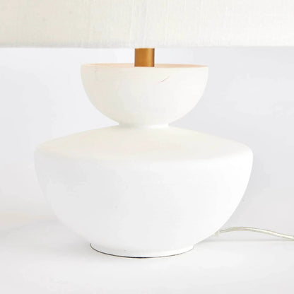 Compact White Mango Wood Table Lamp - 13 in