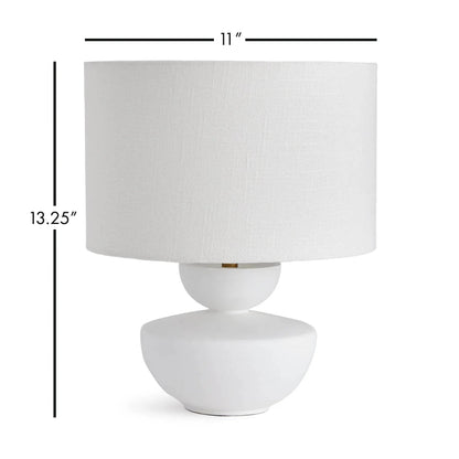 Compact White Mango Wood Table Lamp - 13 in