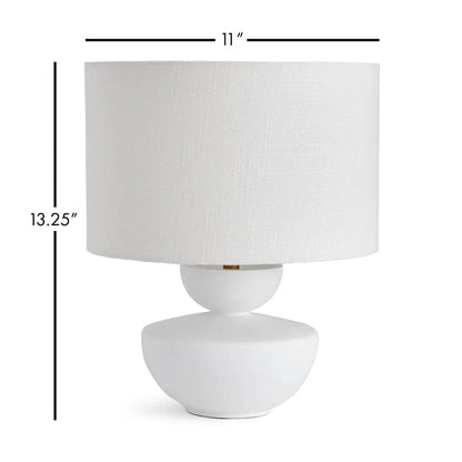 Compact White Mango Wood Table Lamp - 13 in