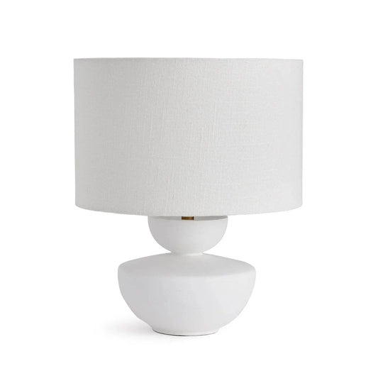 Compact White Mango Wood Table Lamp - 13 in