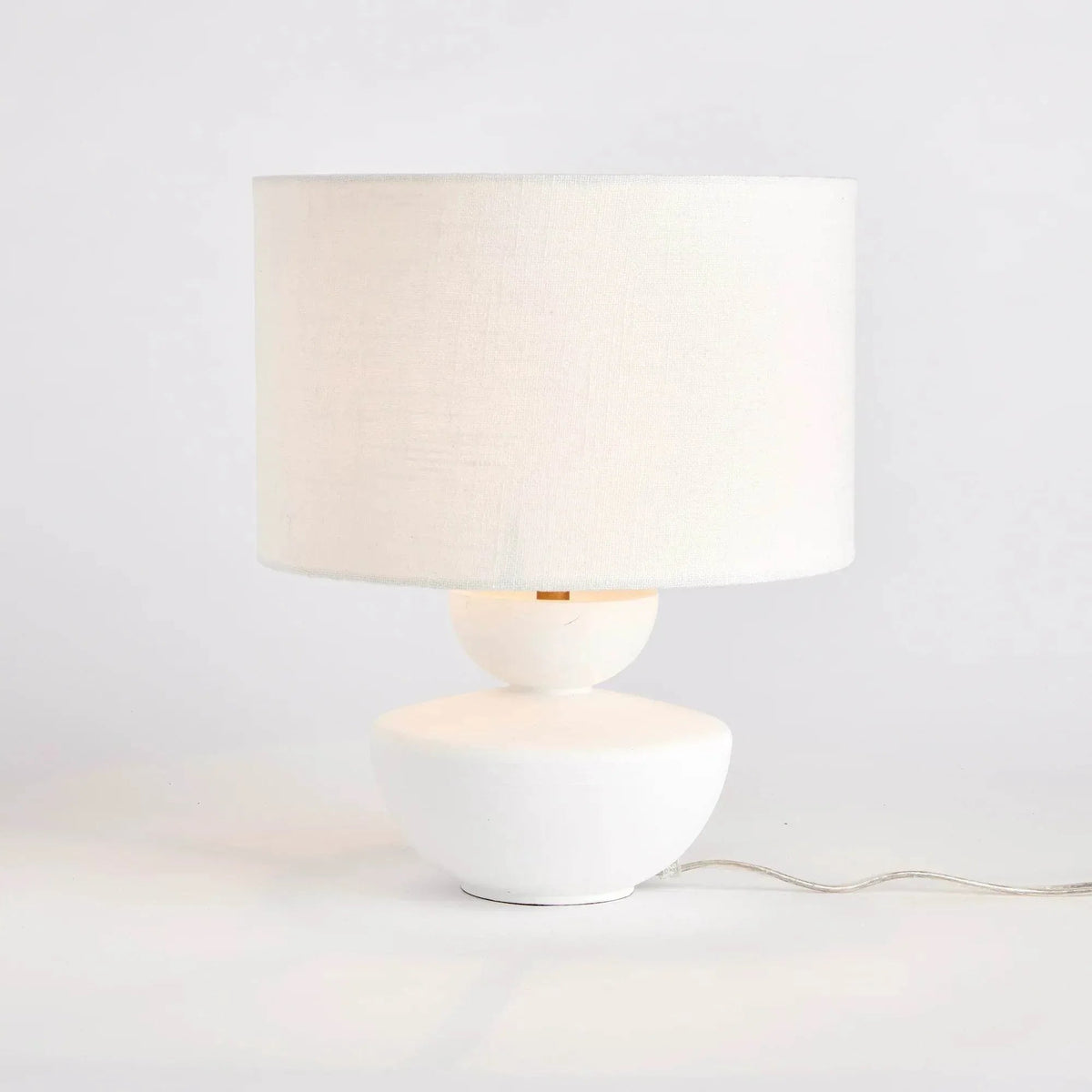 Compact White Mango Wood Table Lamp - 13 in
