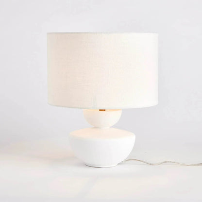 Compact White Mango Wood Table Lamp - 13 in