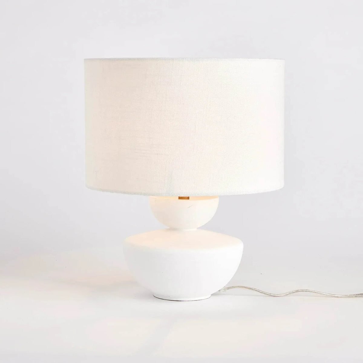 Compact White Mango Wood Table Lamp - 13 in